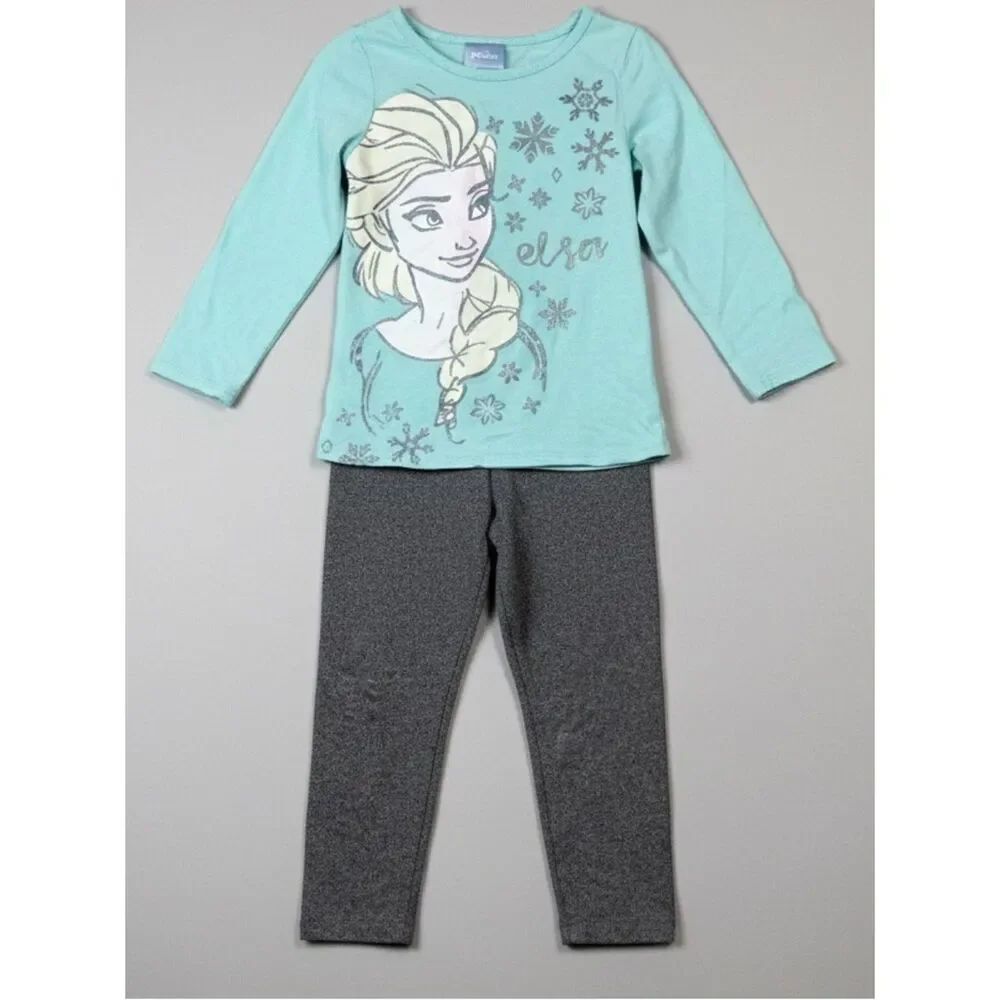 Disney Frozen Mint and Gray Elsa long pajama set 3T